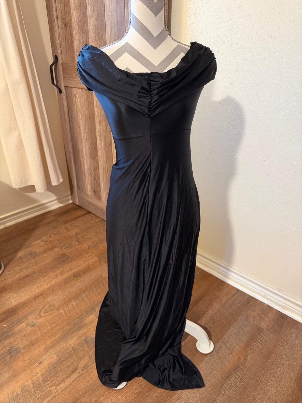 Black Off Shoulder Maxi Dress Gothic Witch Vampire Costume Formal Gown Small